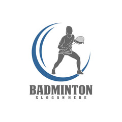 Modern Passionate Badminton Player In Action Logo, Creative Badminton design concepts template, icon symbol