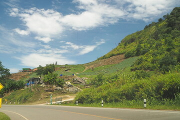 Mountain and fog at Phu Tab Berk, Petchaboon, Thailand.