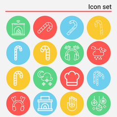 16 pack of december  lineal web icons set