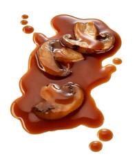 Fresh autumn or fall mushrooms in sauce