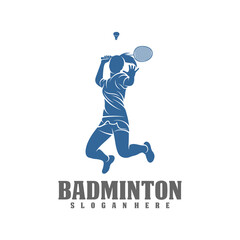 Modern Passionate Badminton Player In Action Logo, Creative Badminton design concepts template, icon symbol