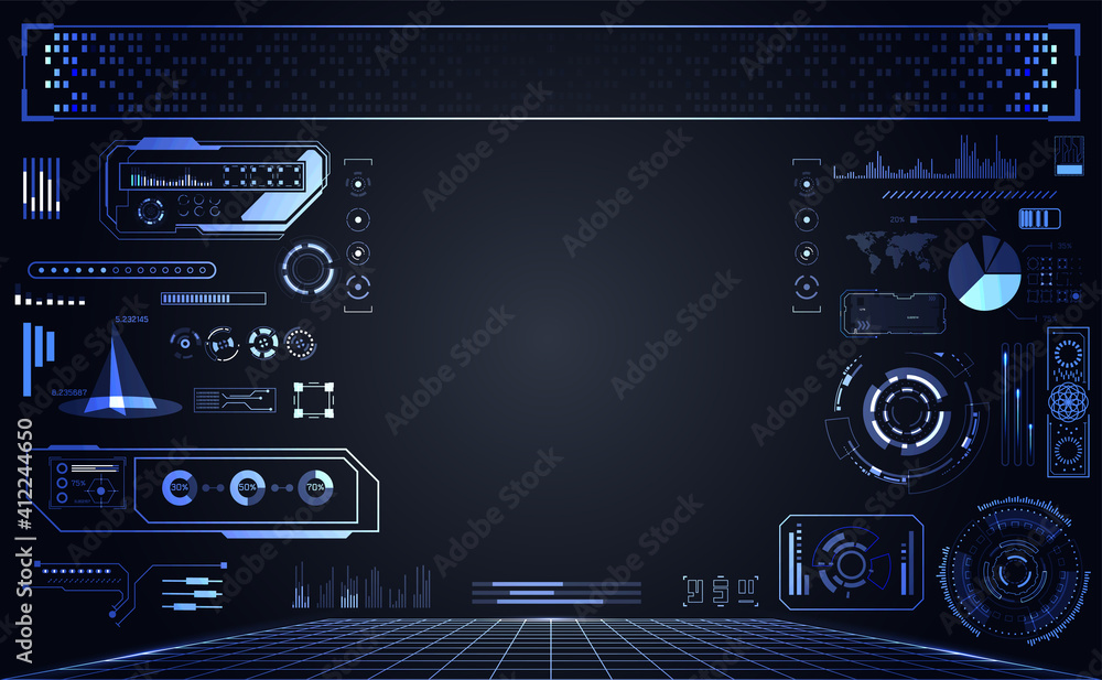 Poster abstract technology ui futuristic concept hud interface hologram elements of digital data chart, com