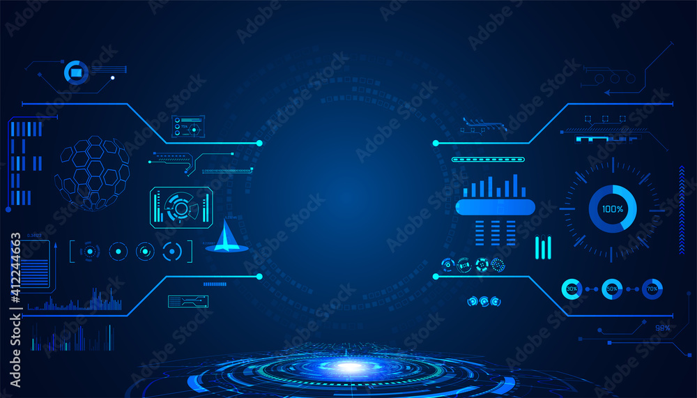 Poster abstract technology ui futuristic concept hud interface hologram elements of digital data chart, com