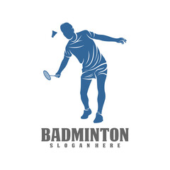 Modern Passionate Badminton Player In Action Logo, Creative Badminton design concepts template, icon symbol