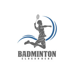 Modern Passionate Badminton Player In Action Logo, Creative Badminton design concepts template, icon symbol