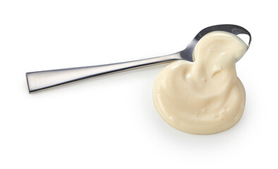 Spooned blob of creamy mayonnaise