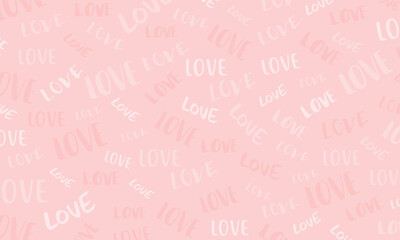  pattern with the word love with different fonts in pink tones.