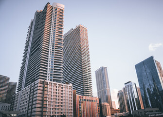 Fototapeta na wymiar skyscrapers Brickell Miami Florida apartments beautiful sky 