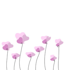 Obraz premium pink flowers border, beautiful flowers blooming in the garden, nature canvas art drawing, digital painting, floral pattern abstract background, graphic design illustration wallpaper