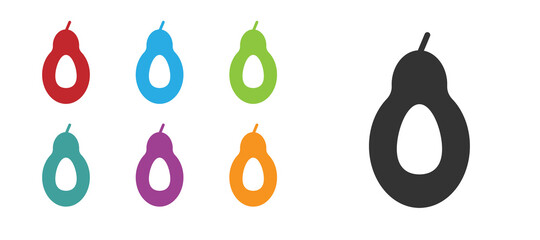 Black Avocado fruit icon isolated on white background. Set icons colorful. Vector.