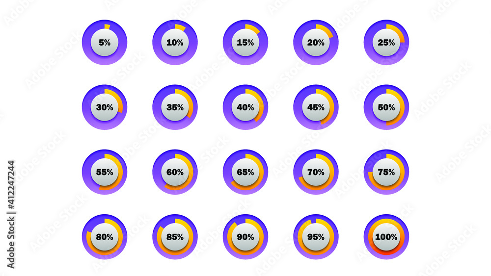 Poster set collection circle color gradient load status icons vector design style