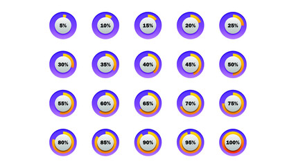 Set Collection Circle Color Gradient Load Status Icons Vector Design Style