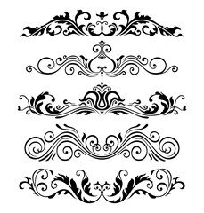 Retro victorian elements collection for Calligraphic Design. Genuine Floral Frame ellements