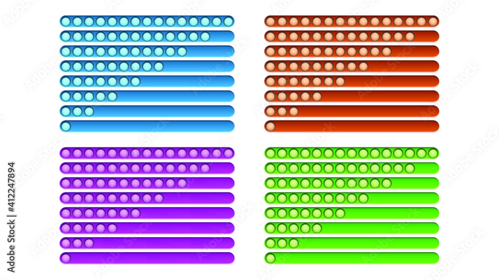 Poster set collection progress loading bar color gradient vector design style