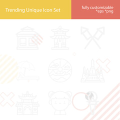 Obraz premium Simple set of beijing related lineal icons.