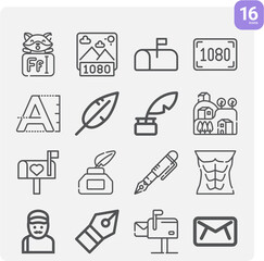 Simple set of settlement related lineal icons.