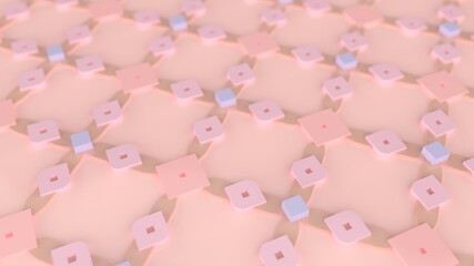 3d Seamless Abstract Geometric Pattern in Pastel Pink Warm Color Tone