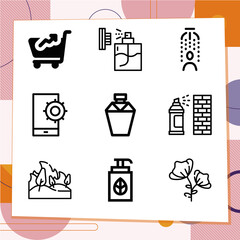 Simple set of 9 icons related to flowers
