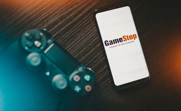 Sao Paulo, Brazil - January 28, 2021: GameStop is a video game and entertainment retail company founded in 1984.