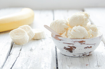 Bananen Eis Eiscreme Eisbecher Bananeneis Kugeleis 