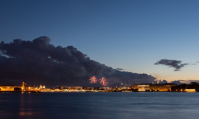 View of the spit of Vasilievsky Island across the Neva. St.Petersburg