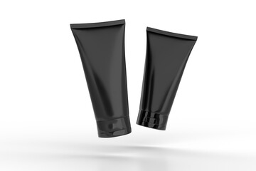 Two side Black Cosmetics Tube Mockup. 3d rendering.