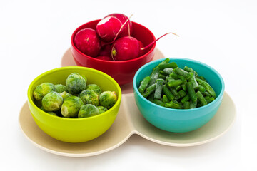Green Vegetables, Frozen Broccoli, Mixed Frozen various vegetables surface top view background
