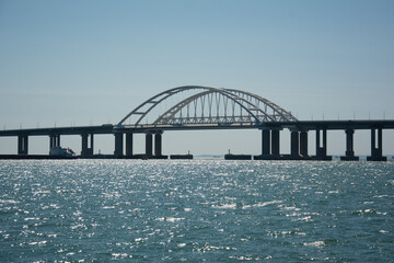 Crimean bridge across the Kerch Strait on a clear day