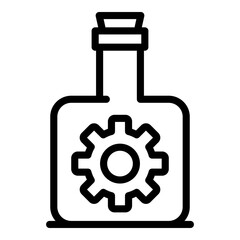 Gear in flask icon. Outline gear in flask vector icon for web design isolated on white background