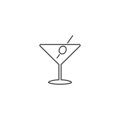 Line icon of martini glass vector in flat