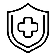 Shield health care icon. Outline shield health care vector icon for web design isolated on white background