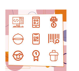 Simple set of 9 icons related to en