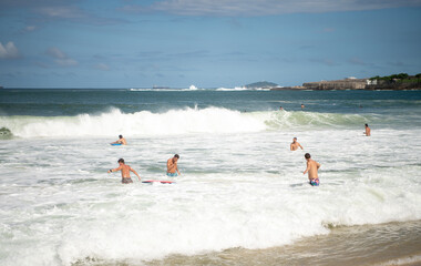  Citizens swim  on the beach of Copacabana