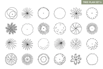 Stickers Wit Set of free hand drawn doodle Plan view tree for landscape  plan  © JJ Chamon