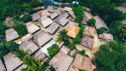 Aerial Sade Village is a traditional wooden houses culture from Lombok, Indonesia. Sasak Village
