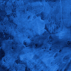 Blue ink and watercolor frost texture on white paper background. Paint leaks and decalcomania effects. Hand-painted gouache abstract image. Mess on the canvas.