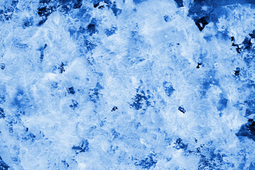 Blue ink and watercolor frost texture on white paper background. Paint leaks and decalcomania effects. Hand-painted gouache abstract image. Mess on the canvas.