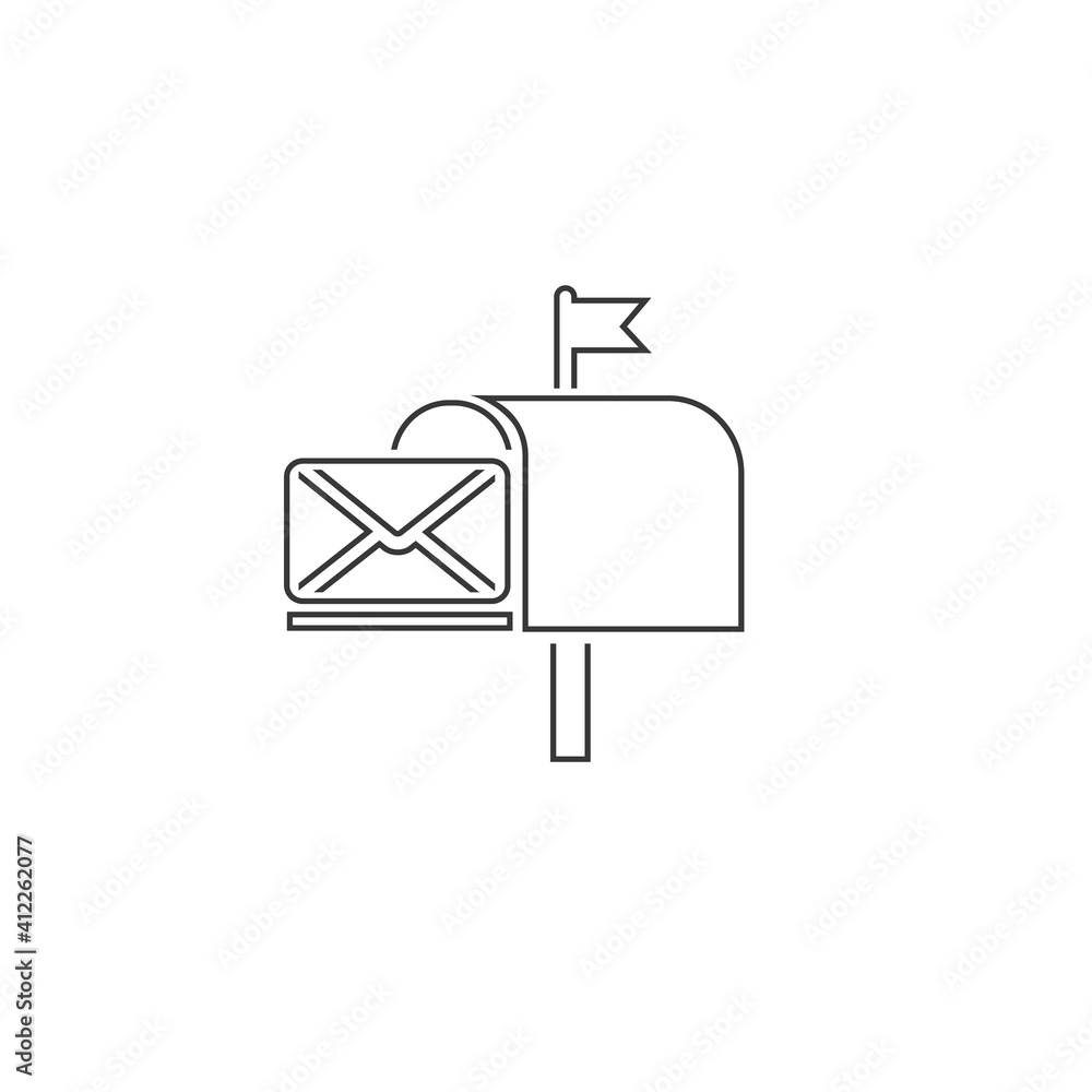 Poster post box line icon isolated vector in modern flat style
