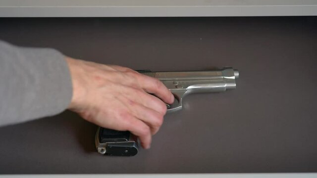 Personal gun pistol revolver at home for private security 