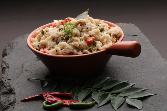 Upma made of Semolina, an South Indian breakfast also popular in Maharashtra ,india