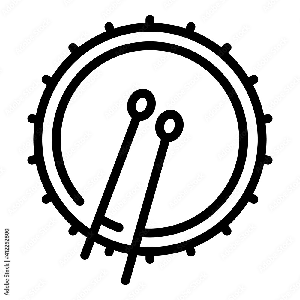 Poster drum and drumsticks icon. outline drum and drumsticks vector icon for web design isolated on white b
