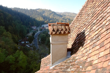 Nice view from the terrace of the old Bran castle near Brasov, in Romania.