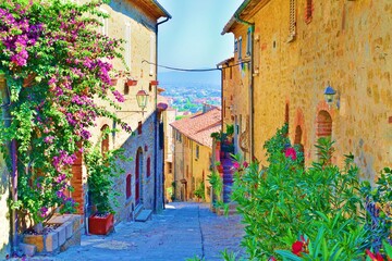 old alley in the village of Castiglione della Pescaia, a famous medieval town overlooking the Tuscan coast in the province of Grosseto, Italy