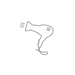 Hairdryer sign line icon. Hair drying symbol. Blowing hot air. Turn on. Classic flat icon. Colored circles