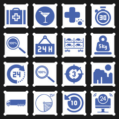 16 pack of large integer  filled web icons set