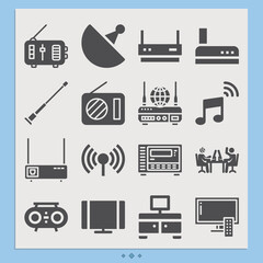 Simple set of receiving system related filled icons.