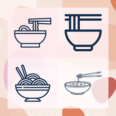 Simple set of noodles related lineal icons