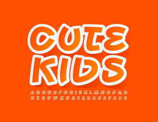 VEctor funny banne Cute Kids. Artistic bright Font. Creative Alphabet Letters and Numbers set