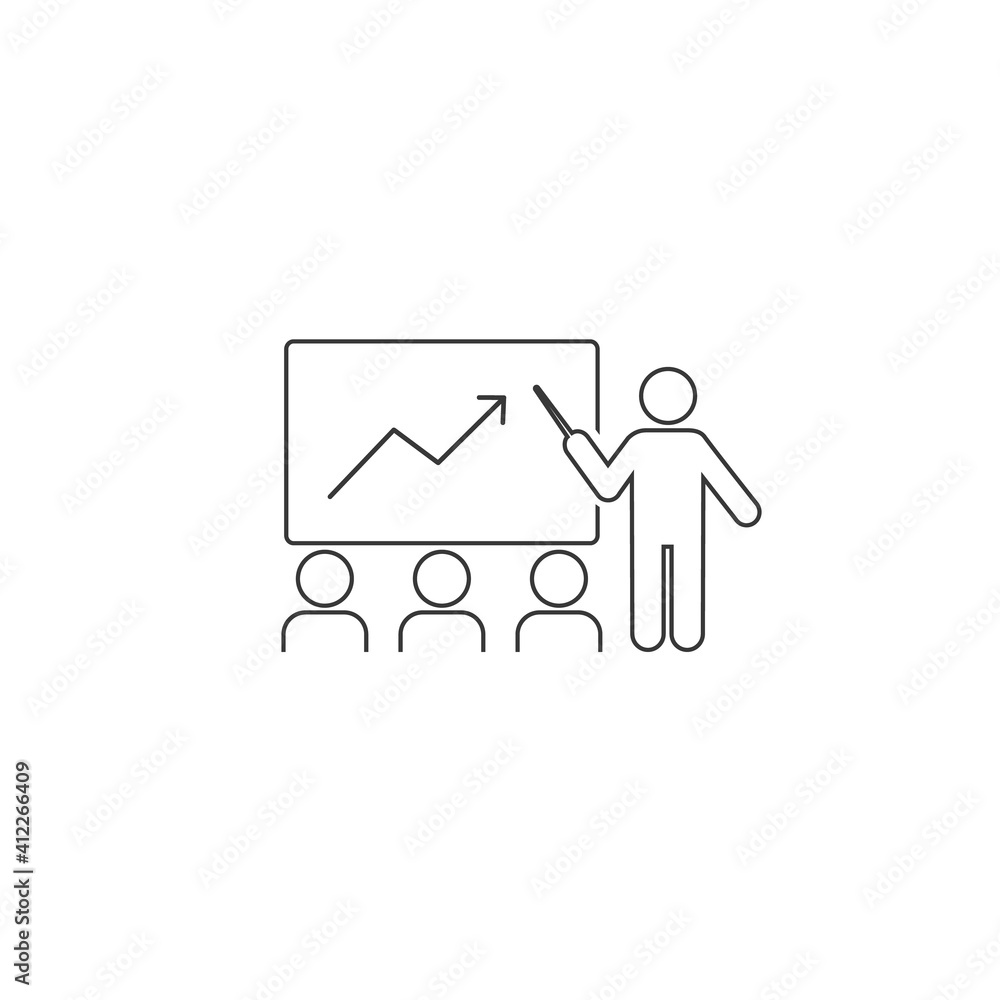 Poster seminar lecture line icon. vector graphics sign in flat