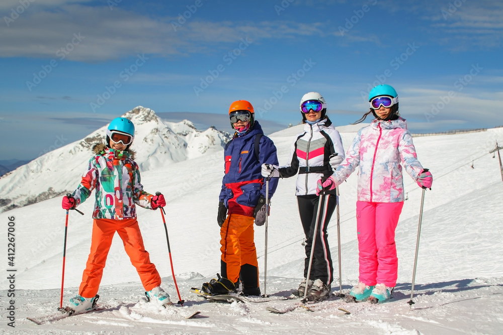 Sticker family at the ski resort